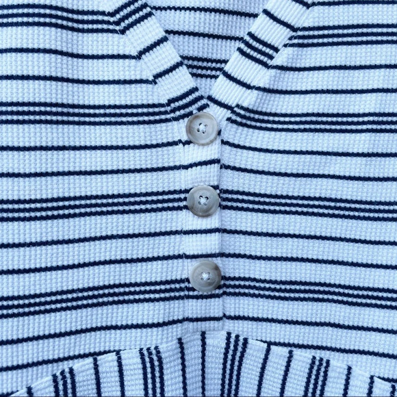 Anthropologie Maeve Striped Henley Peplum thermal Top Sz XS - Picture 4 of 8
